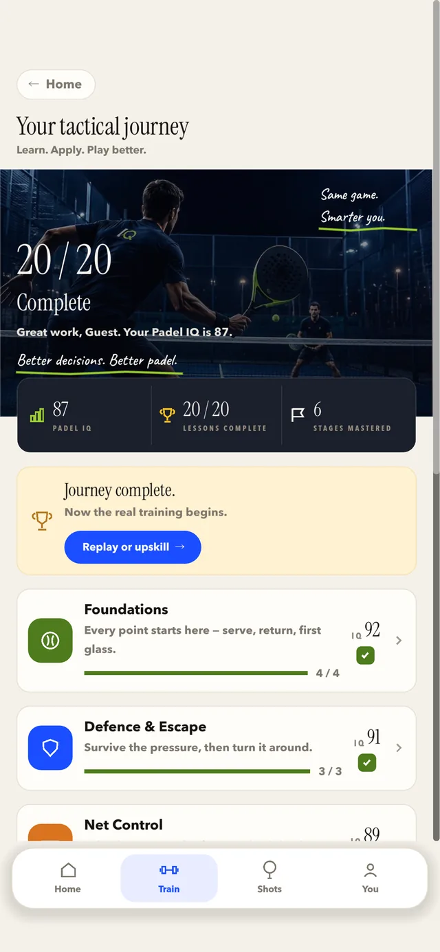 The tactical journey screen